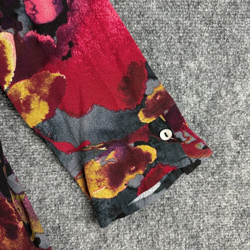 Habitat Top Womens Small Blouse Abstract Floral Print Long Sleeve Curved Hem - Picture 3 of 8
